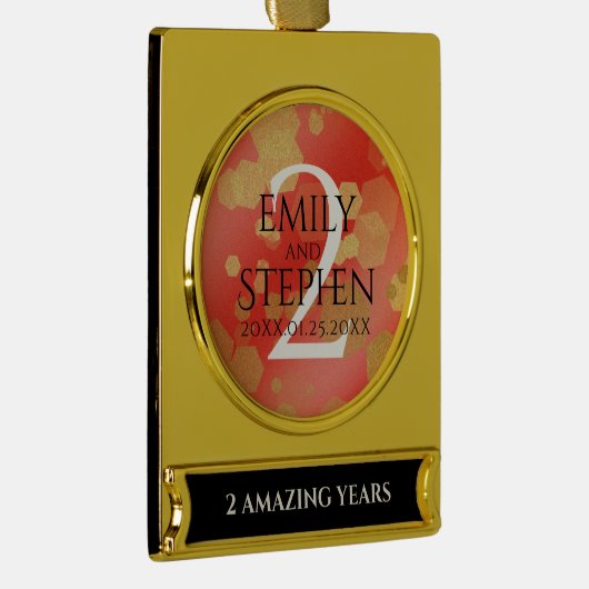 第エレガント2回ガーネ結婚の記念日お祝い ゴールドプレートバナーオーナメント (右)