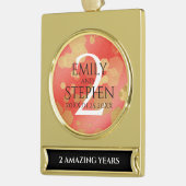第エレガント2回ガーネ結婚の記念日お祝い ゴールドプレートバナーオーナメント (左)