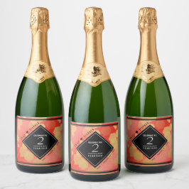 第エレガント2回ガーネ結婚の記念日お祝い スパークリングワインラベル