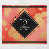 第エレガント2回ガーネ結婚の記念日お祝い スパークリングワインラベル (シングルラベル)