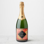 第エレガント2回ガーネ結婚の記念日お祝い スパークリングワインラベル (正面)