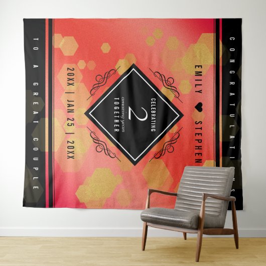 第エレガント2回ガーネ結婚の記念日お祝い タペストリー (インサイチュ(横))