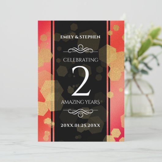 第エレガント2回ガーネ結婚の記念日お祝い 招待状 (スタンド正面)