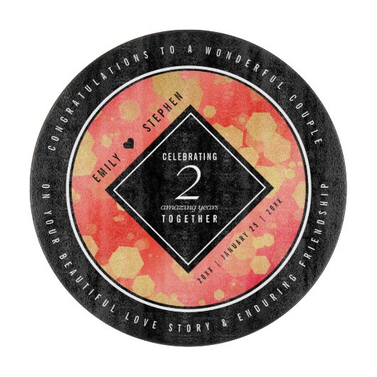 第エレガント2回ガーネ結婚ー記念日 カッティングボード (正面)