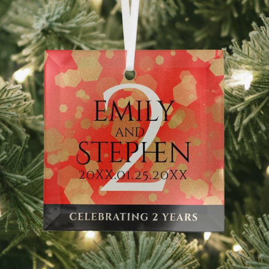 第エレガント2回ガーネ結婚ー記念日 ガラスオーナメント (インサイチュ)