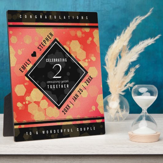 第エレガント2回ガーネ結婚ー記念日 フォトプラーク (側面)