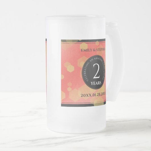 第エレガント2回ガーネ結婚ー記念日 フロストグラスビールジョッキ (正面右)