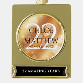 第エレガント22回銅結婚記念日 ゴールドプレートバナーオーナメント