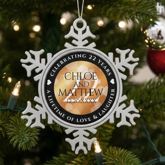 第エレガント22回銅結婚記念日 スノーフレークピューターオーナメント