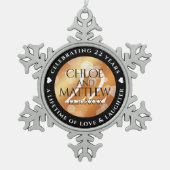 第エレガント22回銅結婚記念日 スノーフレークピューターオーナメント (正面)