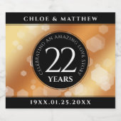 第エレガント22回銅結婚記念日 スパークリングワインラベル (シングルラベル)