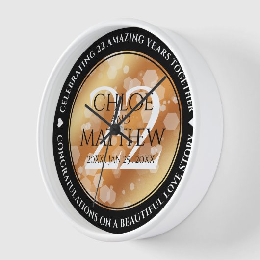 第エレガント22回銅結婚記念日 壁時計 (傾斜)