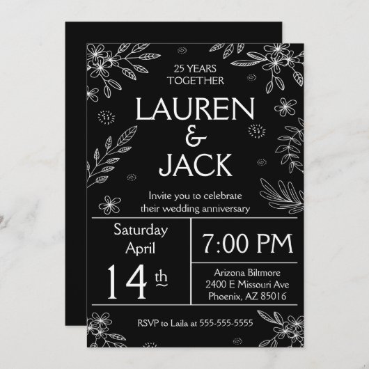 第エレガント25回銀記念日招待状 招待状 (正面/裏面)