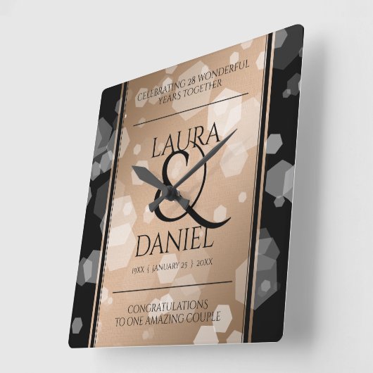 第エレガント28回リーネ結婚ン記念日お祝い スクエア壁時計 (傾斜)