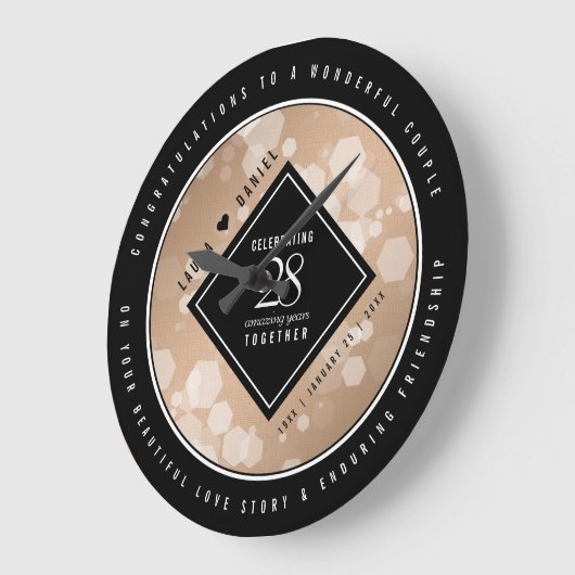 第エレガント28回リ結婚ネン記念お祝い ラージ壁時計 (傾斜)