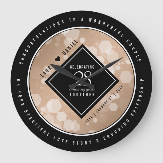 第エレガント28回リ結婚ネン記念お祝い ラージ壁時計 (正面)