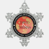 第エレガント29回ガーネット結婚記念日 スノーフレークピューターオーナメント (正面)