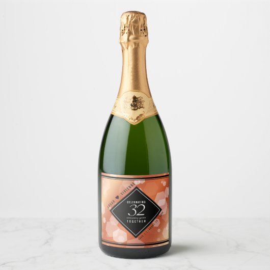 第エレガント32回ブロンズ結婚アニバーサリーワインラベル スパークリングワインラベル (正面)