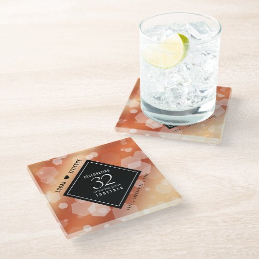 第エレガント32回結婚青銅 ガラスコースター (アングル)