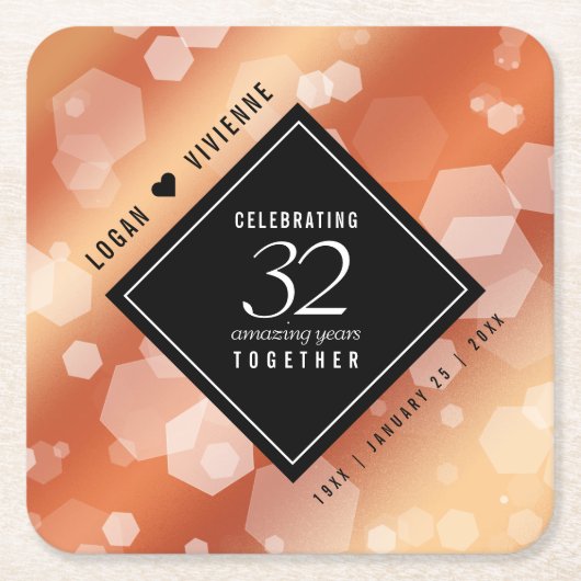 第エレガント32回結婚青銅 スクエアペーパーコースター (正面)