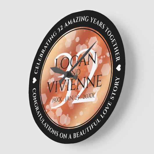 第エレガント32回結婚青銅 ラージ壁時計 (傾斜)