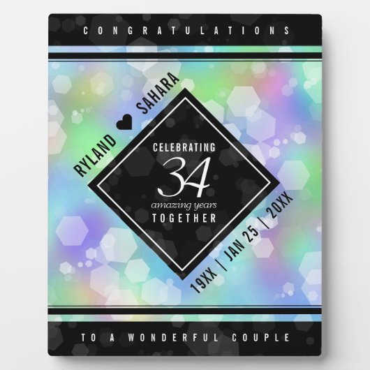 第エレガント34回オパ結婚ル記念お祝い フォトプラーク (正面)