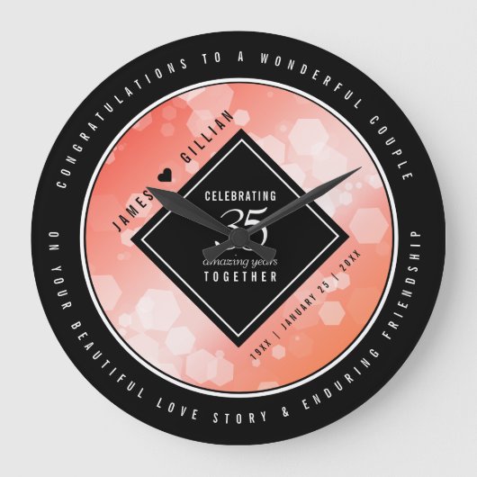 第エレガント35回サン結婚ゴ記念お祝い ラージ壁時計 (正面)