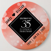 第エレガント35回サン結婚ゴ記念お祝い 缶バッジ (正面)