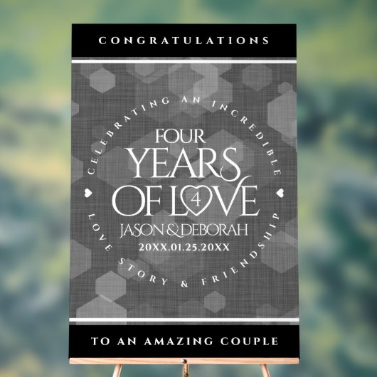 第エレガント4回リネン結婚ズ記念お祝い アクリルサイン (ニュートラル)