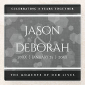 第エレガント4回リネン結婚ズ記念お祝い ガラスコースター (正面)