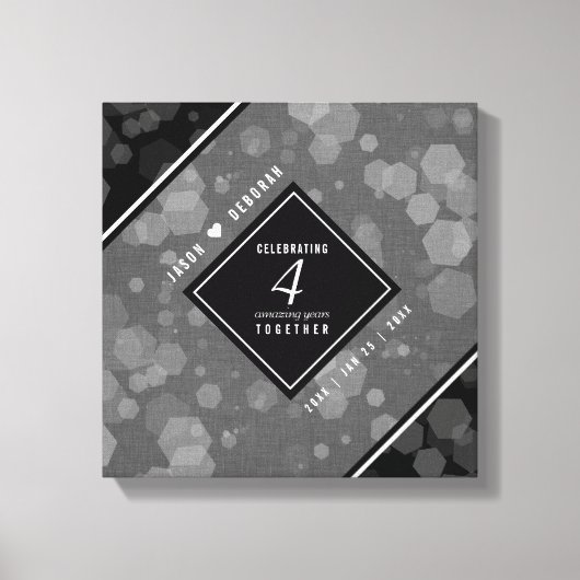 第エレガント4回リネン結婚ズ記念お祝い キャンバスプリント (正面)