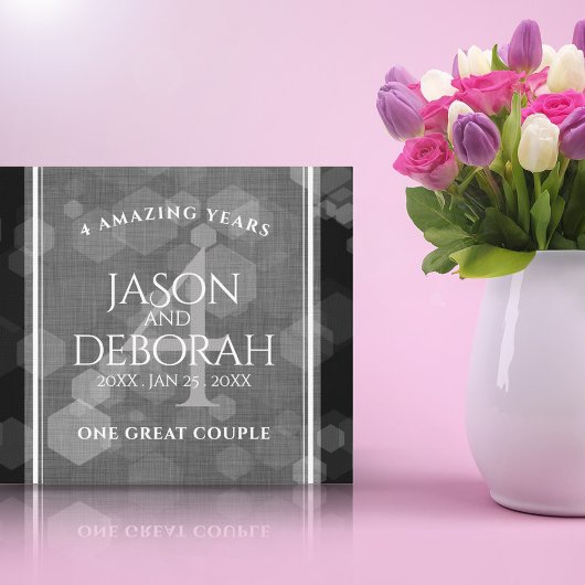 第エレガント4回リネン結婚ズ記念お祝い キャンバスプリント