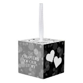 第エレガント4回リネン結婚ズ記念お祝い キューブオーナメント (裏面アングル)