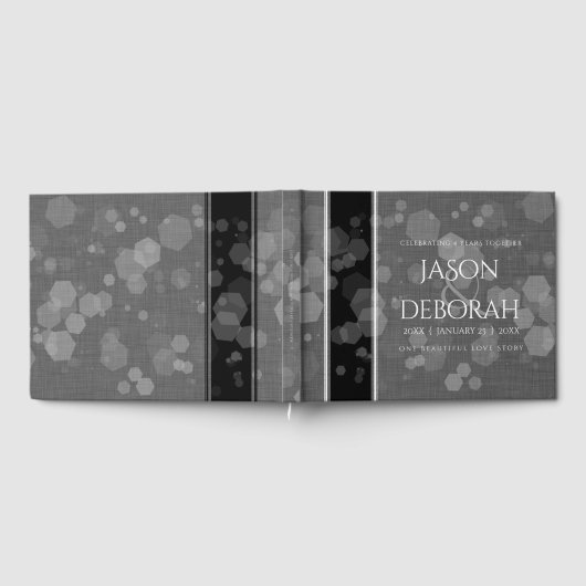 第エレガント4回リネン結婚ズ記念お祝い ゲストブック (全面)