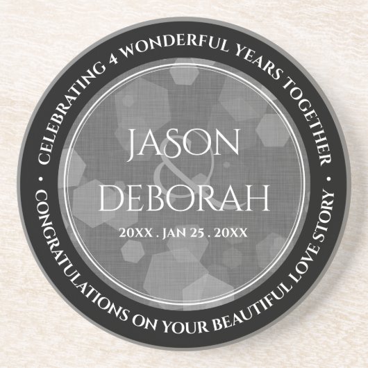 第エレガント4回リネン結婚ズ記念お祝い コースター (正面)