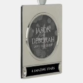 第エレガント4回リネン結婚ズ記念お祝い シルバープレートバナーオーナメント (右)