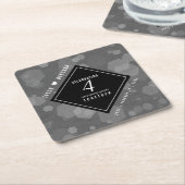 第エレガント4回リネン結婚ズ記念お祝い スクエアペーパーコースター (アングル)