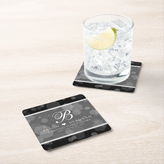 第エレガント4回リネン結婚ズ記念お祝い スクエアペーパーコースター (インサイチュ)