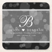 第エレガント4回リネン結婚ズ記念お祝い スクエアペーパーコースター (正面)