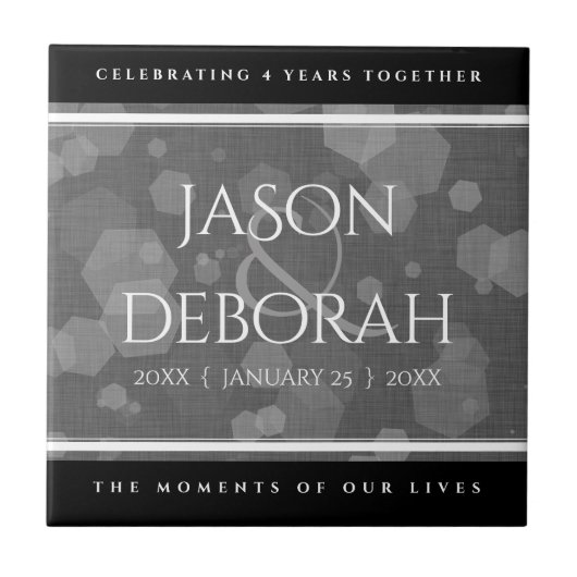 第エレガント4回リネン結婚ズ記念お祝い タイル (正面)