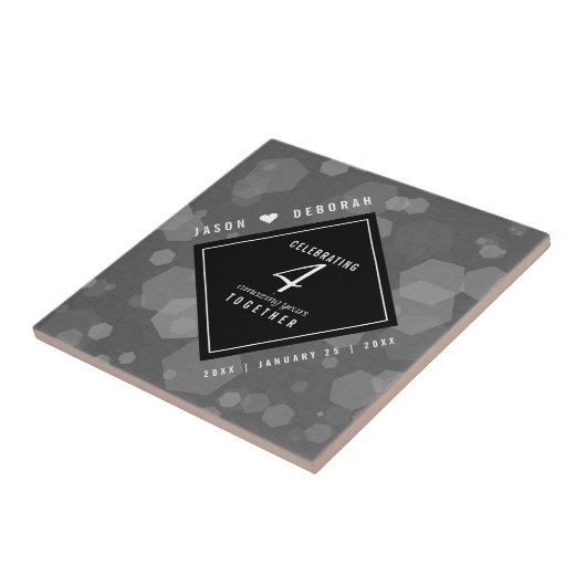 第エレガント4回リネン結婚ズ記念お祝い タイル (側面)