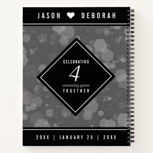 第エレガント4回リネン結婚ズ記念お祝い ノートブック (裏面)