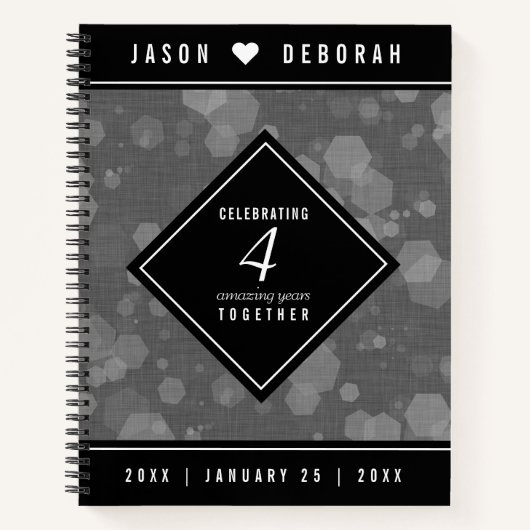 第エレガント4回リネン結婚ズ記念お祝い ノートブック (正面)