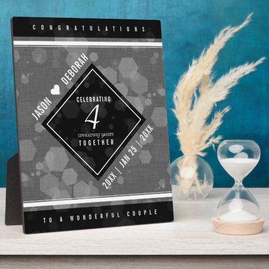 第エレガント4回リネン結婚ズ記念お祝い フォトプラーク (側面)