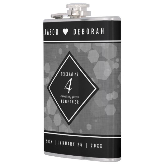 第エレガント4回リネン結婚ズ記念お祝い フラスク (左)