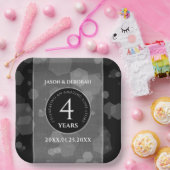 第エレガント4回リネン結婚ズ記念お祝い ペーパープレート (パーティー)