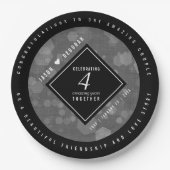 第エレガント4回リネン結婚ズ記念お祝い ペーパープレート (正面)