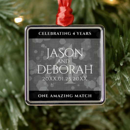 第エレガント4回リネン結婚ズ記念お祝い メタルオーナメント (ツリー)