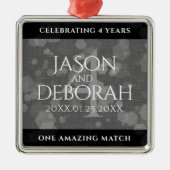第エレガント4回リネン結婚ズ記念お祝い メタルオーナメント (正面)