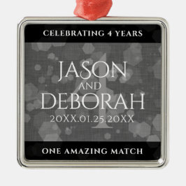 第エレガント4回リネン結婚ズ記念お祝い メタルオーナメント